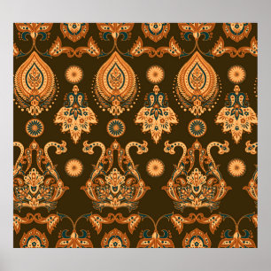 Damask Floral: naadloze  stijl Poster