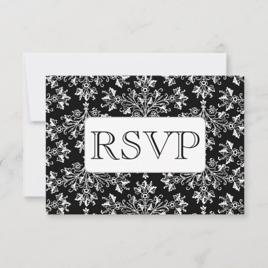 Damask Floral Pattern Aangepaste RSVP-kaarten Kaart (Voorkant)