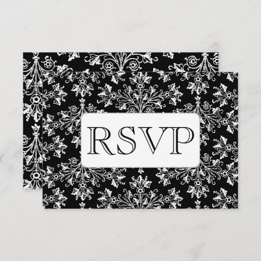 Damask Floral Pattern Aangepaste RSVP-kaarten Kaart (Voorkant / Achterkant)