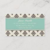 Damask Floral Pattern Elegant Modern Classy Retro Visitekaartje (Achterkant)
