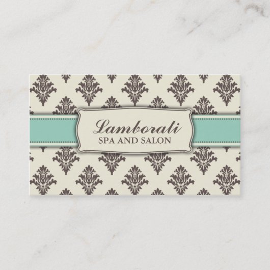 Damask Floral Pattern Elegant Modern Classy Retro Visitekaartje (Voorkant)