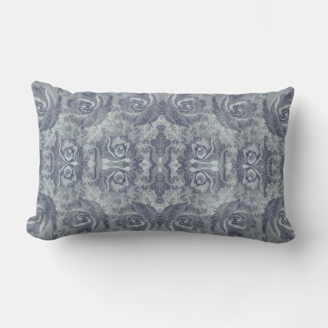  Damask Floral Pattern Light Blue - Pillow Kussen (Voorkant)