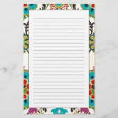 Damask Floral Pattern Plum Turquoise Briefpapier (Voorkant)