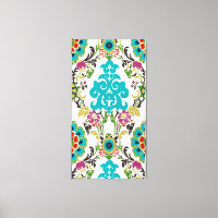 Damask Floral Pattern Plum Turquoise