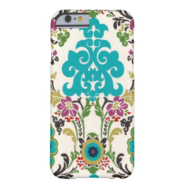 Damask Floral Pattern Plum Turquoise Case-Mate iPhone Case (Achterkant)