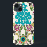 Damask Floral Pattern Plum Turquoise Case-Mate iPhone Case<br><div class="desc">Turquoise,  plum,  groene en paarse florale patronen komen op een witte achtergrond samen om deze damesafdruk van Erica Vess van June tot leven te brengen. Werkt als geschenk voor jezelf,  een vriend of een familielid.</div>