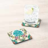 Damask Floral Pattern Plum Turquoise Drankjes Onderzetter (Rechterzijde)