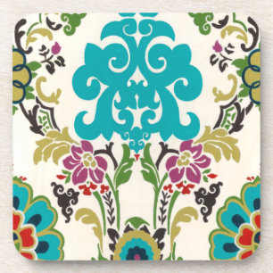 Damask Floral Pattern Plum Turquoise Drankjes Onderzetter