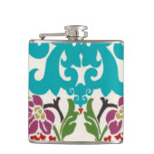 Damask Floral Pattern Plum Turquoise Heupfles (Voorkant)