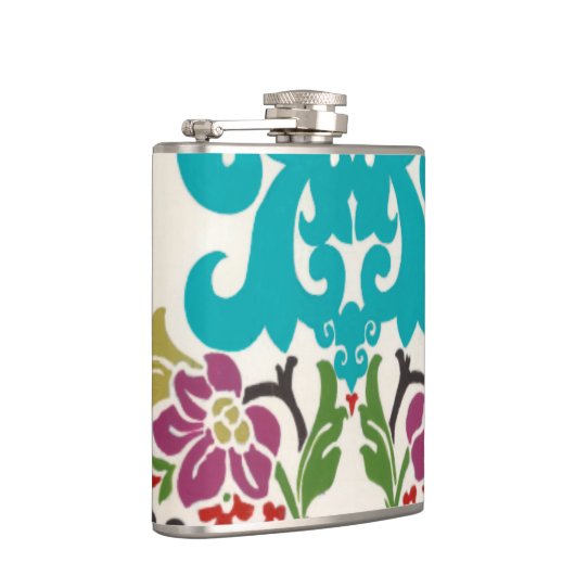 Damask Floral Pattern Plum Turquoise Heupfles (Rechts)