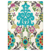Damask Floral Pattern Plum Turquoise Klembord (Achterkant)