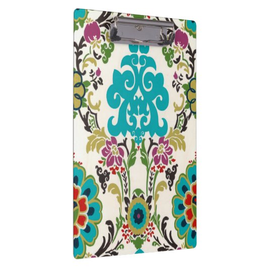 Damask Floral Pattern Plum Turquoise Klembord (Rechts)