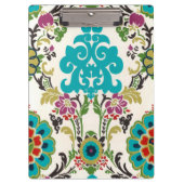 Damask Floral Pattern Plum Turquoise Klembord (Voorkant)