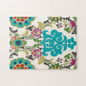 Damask Floral Pattern Plum Turquoise Legpuzzel (Horizontaal)