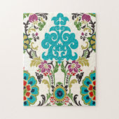 Damask Floral Pattern Plum Turquoise Legpuzzel (Verticaal)
