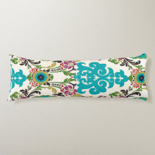 Damask Floral Pattern Plum Turquoise Lichaamskussen