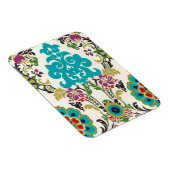 Damask Floral Pattern Plum Turquoise Magneet (Rechterzijde)