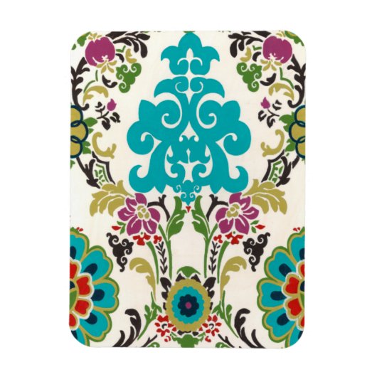 Damask Floral Pattern Plum Turquoise Magneet