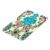 Damask Floral Pattern Plum Turquoise Magneet