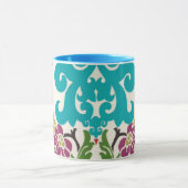 Damask Floral Pattern Plum Turquoise Mok (Midden)