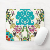 Damask Floral Pattern Plum Turquoise Muismat (Met muis)