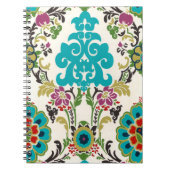 Damask Floral Pattern Plum Turquoise Notitieboek (Voorkant)