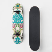 Damask Floral Pattern Plum Turquoise Persoonlijk Skateboard (Voorkant)