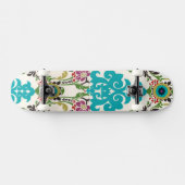 Damask Floral Pattern Plum Turquoise Persoonlijk Skateboard (Horizontaal)