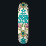 Damask Floral Pattern Plum Turquoise Persoonlijk Skateboard<br><div class="desc">Turquoise,  plum,  groene en paarse florale patronen komen op een witte achtergrond samen om deze damesafdruk van Erica Vess van June tot leven te brengen. Werkt als geschenk voor jezelf,  een vriend of een familielid.</div>
