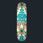 Damask Floral Pattern Plum Turquoise Persoonlijk Skateboard<br><div class="desc">Turquoise,  plum,  groene en paarse florale patronen komen op een witte achtergrond samen om deze damesafdruk van Erica Vess van June tot leven te brengen. Werkt als geschenk voor jezelf,  een vriend of een familielid.</div>