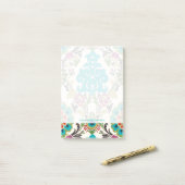 Damask Floral Pattern Plum Turquoise Post-it® Notes (Op bureau)