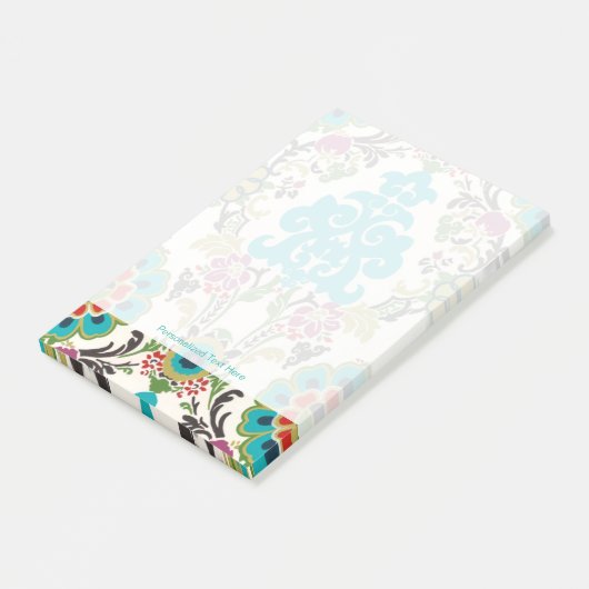 Damask Floral Pattern Plum Turquoise Post-it® Notes (Schuin)