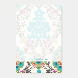 Damask Floral Pattern Plum Turquoise Post-it® Notes