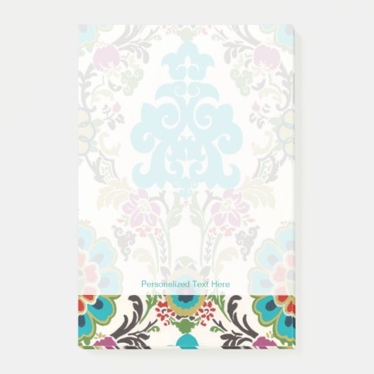 Damask Floral Pattern Plum Turquoise Post-it® Notes (Voorkant)