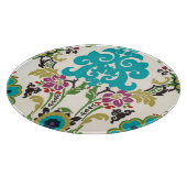Damask Floral Pattern Plum Turquoise Snijplank (Hoek)