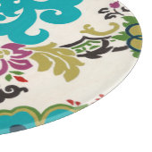 Damask Floral Pattern Plum Turquoise Snijplank (Hoek)