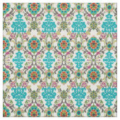 Damask Floral Pattern Plum Turquoise Stof (Swatch)