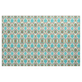 Damask Floral Pattern Plum Turquoise Stof (Fat Quarter)