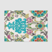 Damask Floral Pattern Plum Turquoise Tissuepapier (Voorkant)