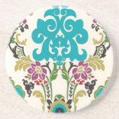 Damask Floral Pattern Plum Turquoise Zandsteen Onderzetter (Voorkant)