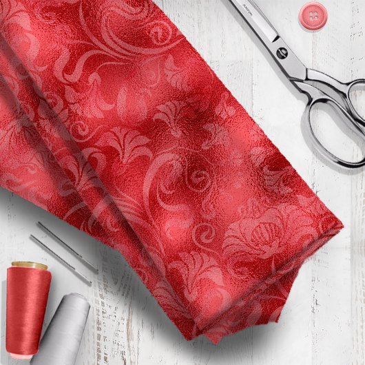 Damask Floral Shimmer Roos Red ID461 Stof