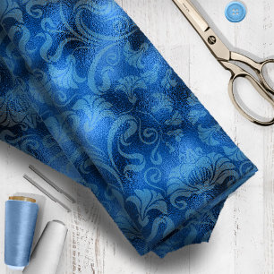 Damask Floral Shimmer Sapphire Blue ID461 Stof