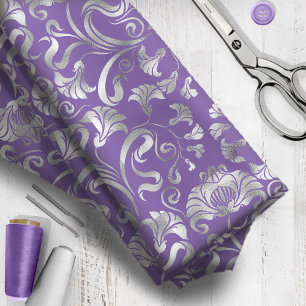 Damask Floral Shimmer Silver Any Background ID461 Stof