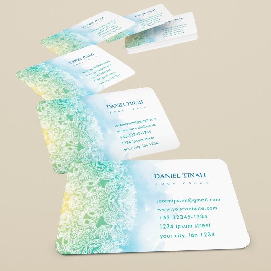 Damask Floral Waterverf Mandala Yoga Meditatie Visitekaartje