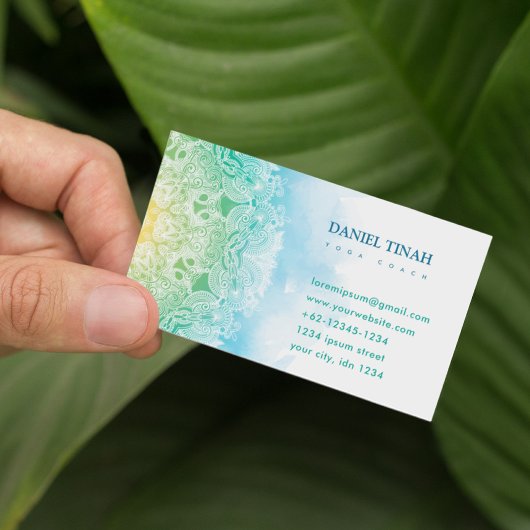 Damask Floral Waterverf Mandala Yoga Meditatie Visitekaartje