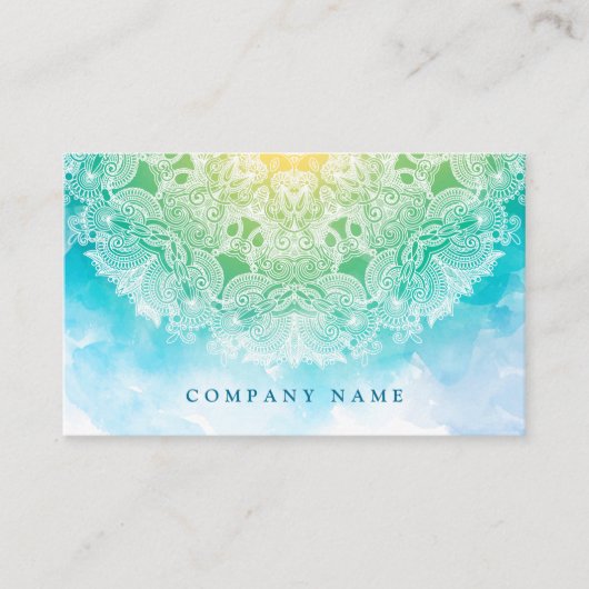 Damask Floral Waterverf Mandala Yoga Meditatie Visitekaartje (Voorkant)