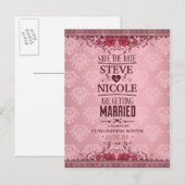  Damask Floral Wedding Save the Date Aankondigingskaart (Voorkant / Achterkant)