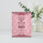  Damask Floral Wedding Save the Date Aankondigingskaart (Staand voorkant)