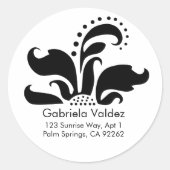 Damask Flower Adresetiketten Ronde Sticker (Voorkant)
