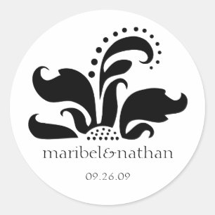 Damask Flower Design Ronde Sticker